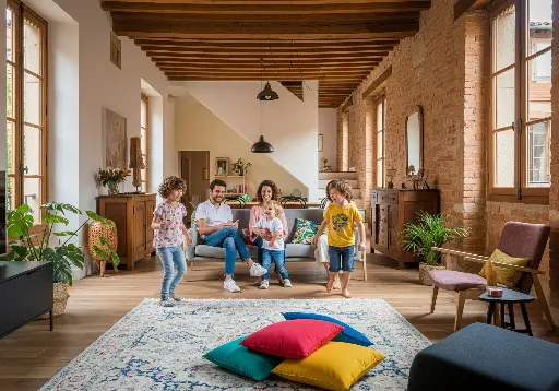 Intérieur d'une maison toulousaine ancienne rénovation énergétique avec MaPrimeRénov mono geste