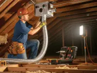 Un professionnel de Toulouse en train d'installer une VMC double flux pour améliorer la qualité de l'air intérieur.